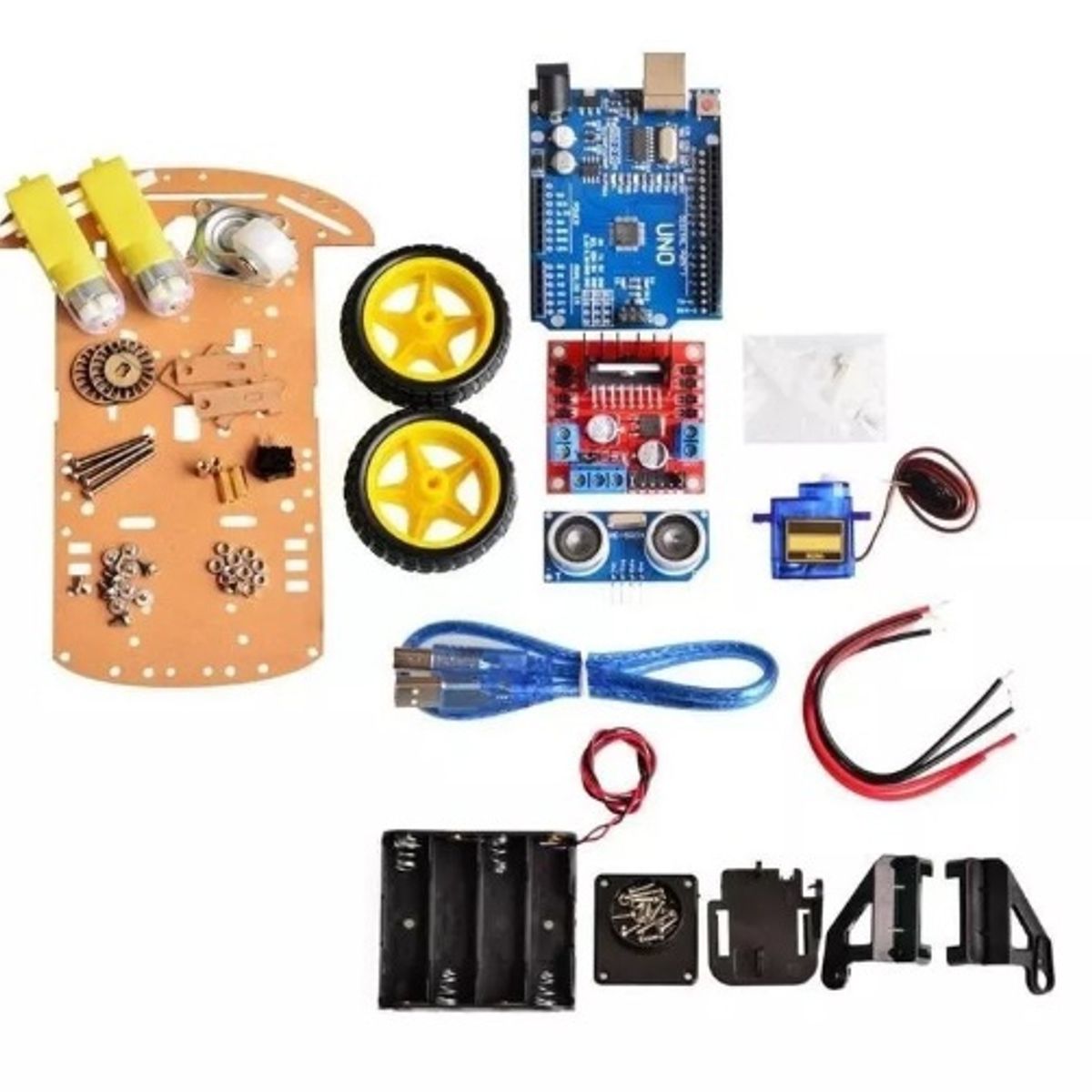 GENERICO - Chasis smart car 3 ruedas Kit 2 Compatible con Arduino