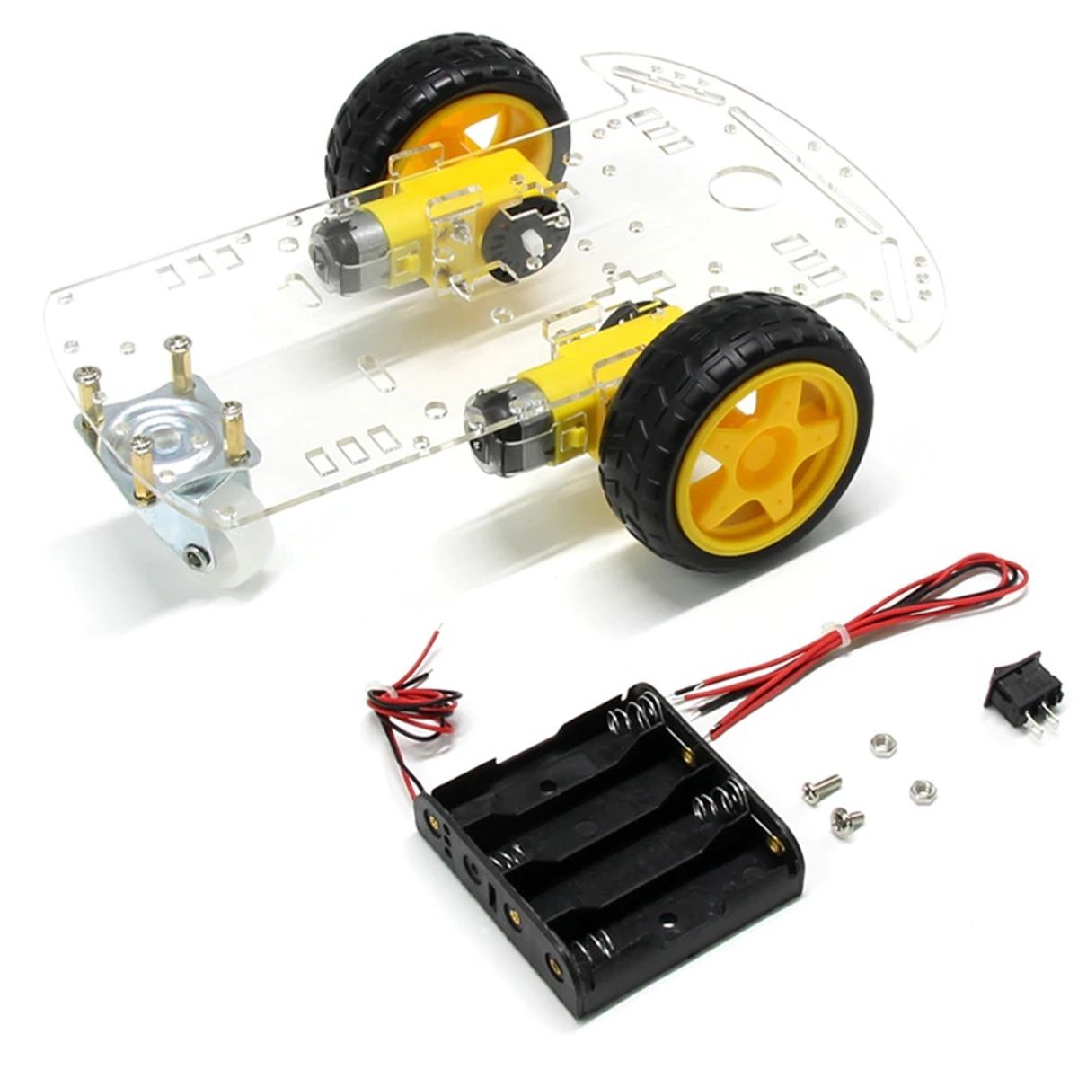 GENERICO - Chasis smart car 3 ruedas Kit 3 Compatible con Arduino