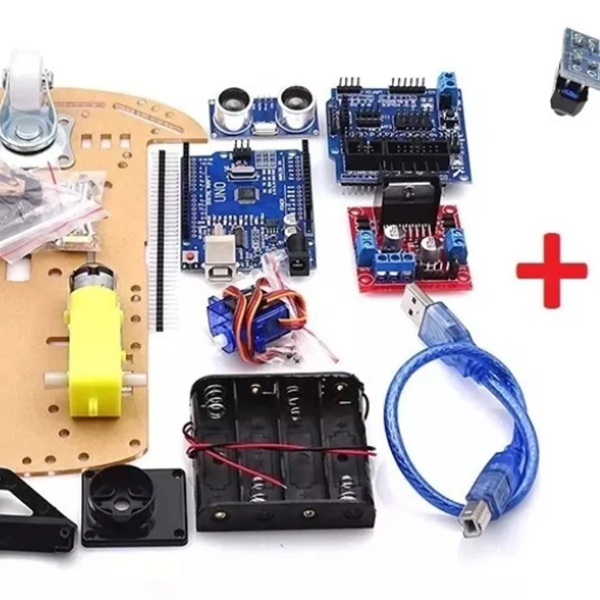 GENERICO - Chasis smart car 3 ruedas Kit 4 Compatible con Arduino