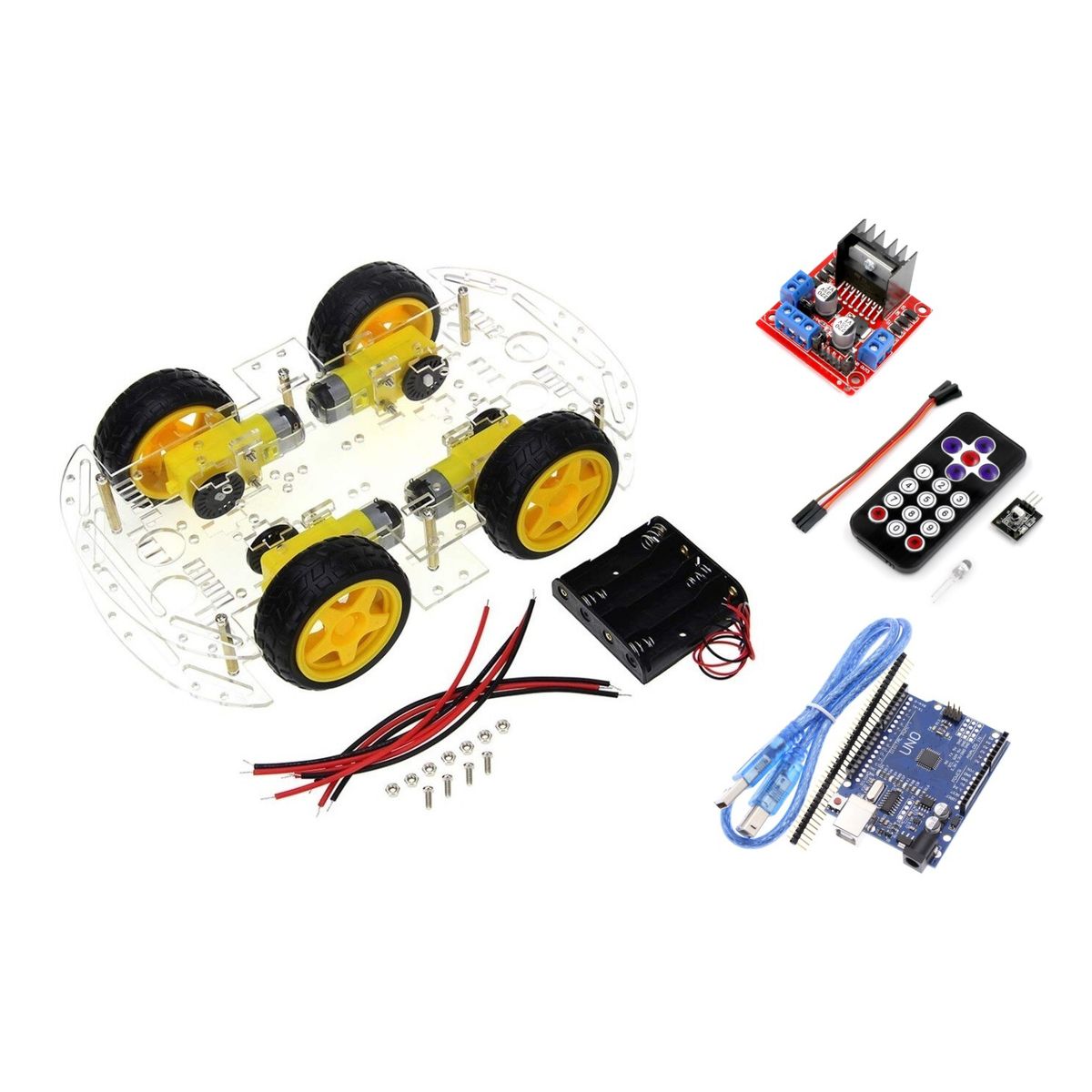 GENERICO - Chasis smart car 4 ruedas 4x4 Kit 1 Compatible con Arduino