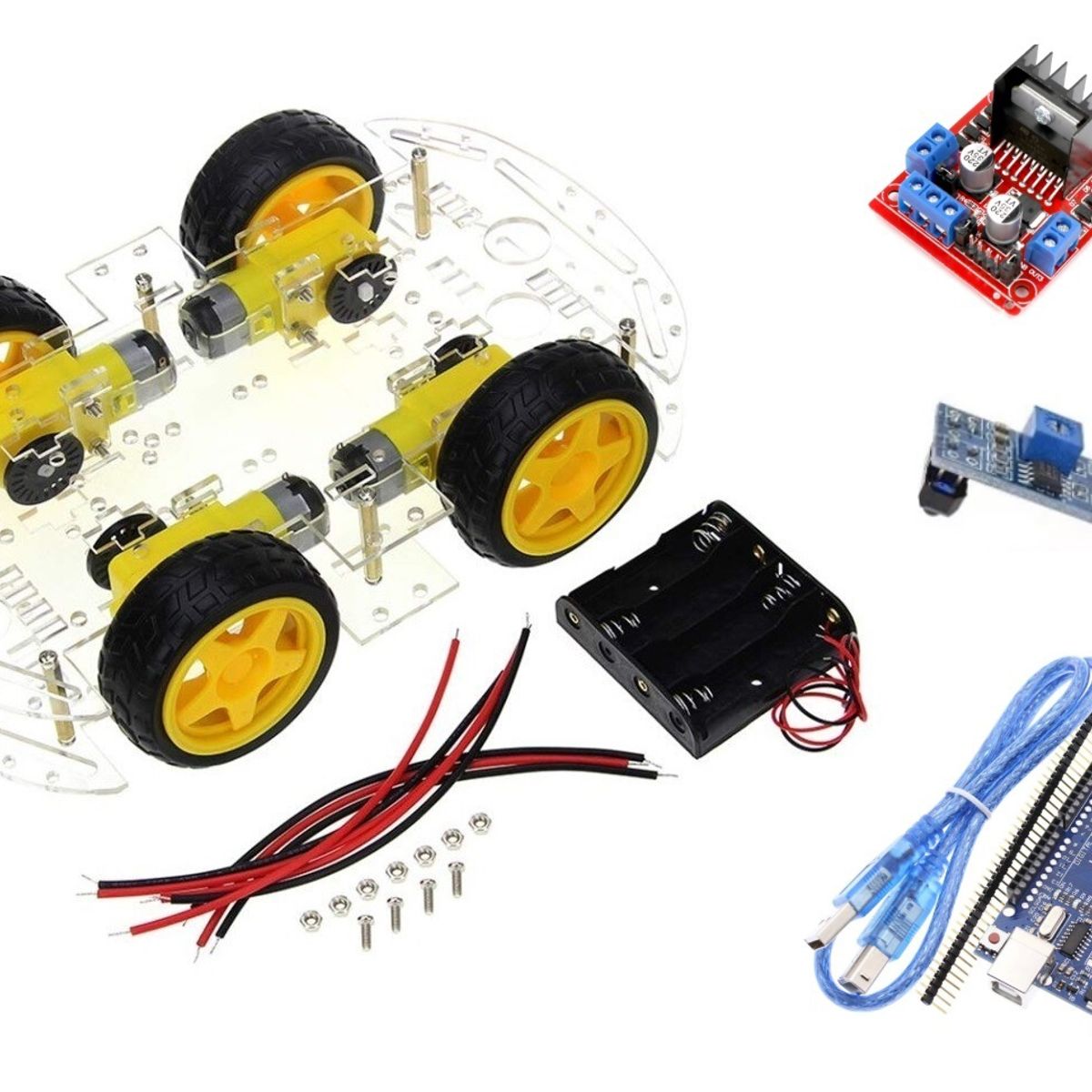 GENERICO - Chasis smart car 4 ruedas 4x4 Kit 2 Compatible con Arduino