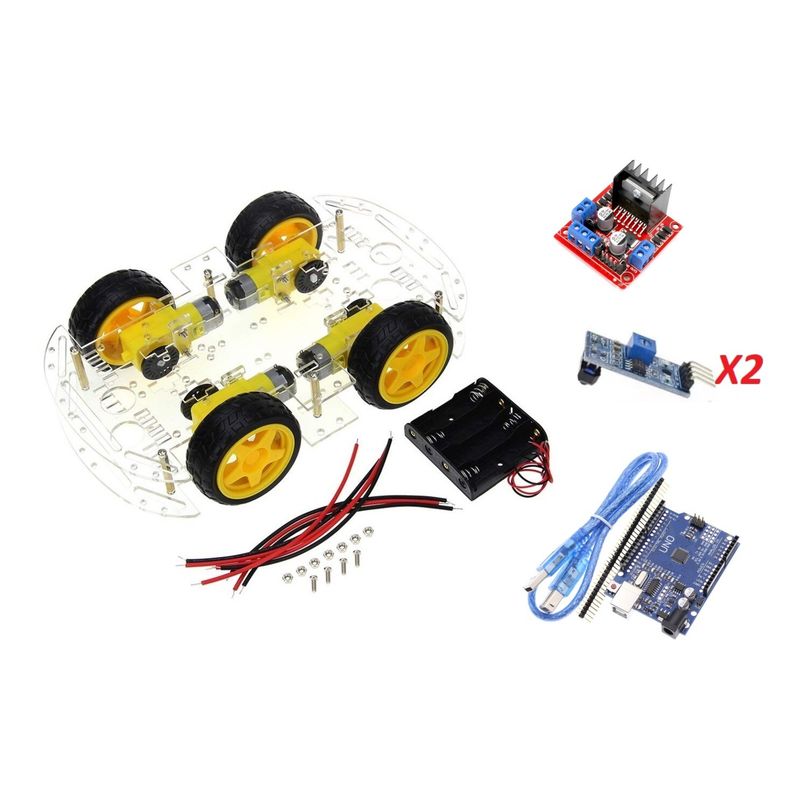GENERICO - Chasis smart car 4 ruedas 4x4 Kit 2 Compatible con Arduino