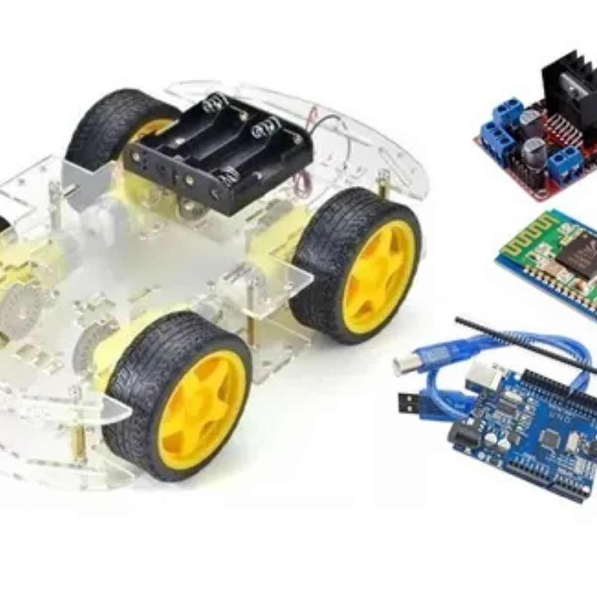 GENERICO - Chasis smart car 4 ruedas 4x4 Kit 3 Compatible con Arduino