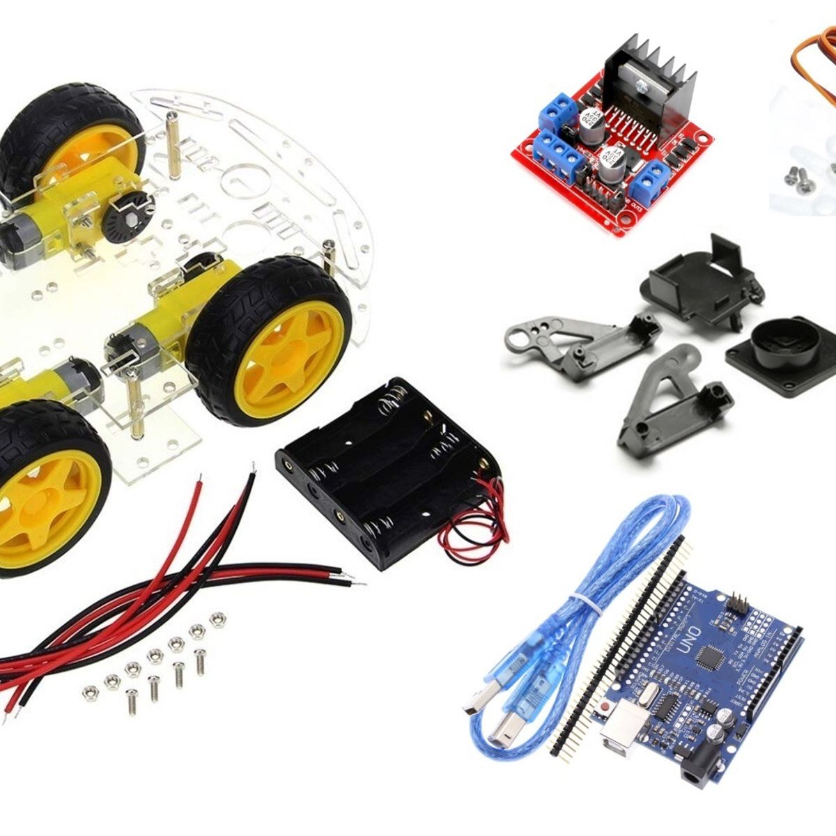 GENERICO - Chasis smart car 4 ruedas 4x4 Kit 4 Compatible con Arduino
