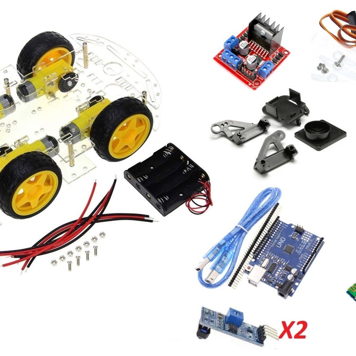 GENERICO - Chasis smart car 4 ruedas 4x4 Kit 5 Compatible con Arduino