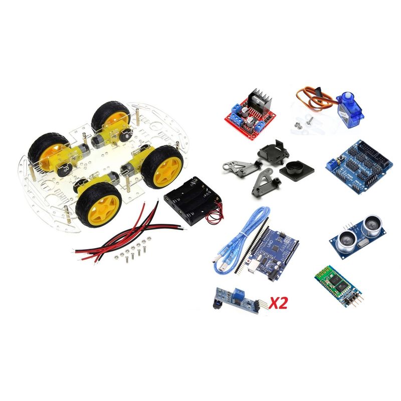 GENERICO - Chasis smart car 4 ruedas 4x4 Kit 5 Compatible con Arduino