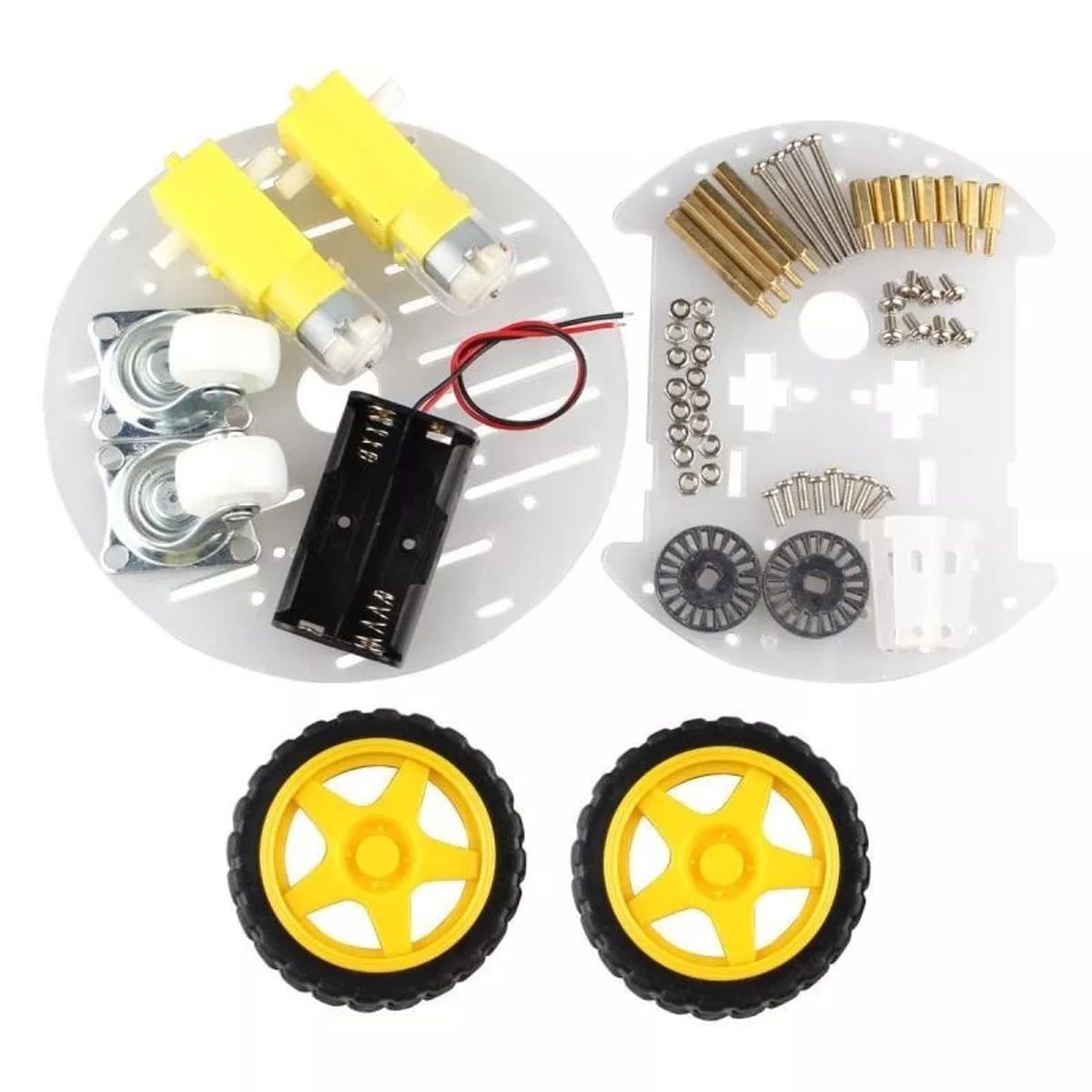 GENERICO - Chasis smart car Circular 4 ruedas Compatible con Arduino