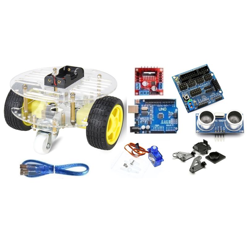 GENERICO - Chasis smart car Circular 4 ruedas Kit 4 Compatible con Arduino
