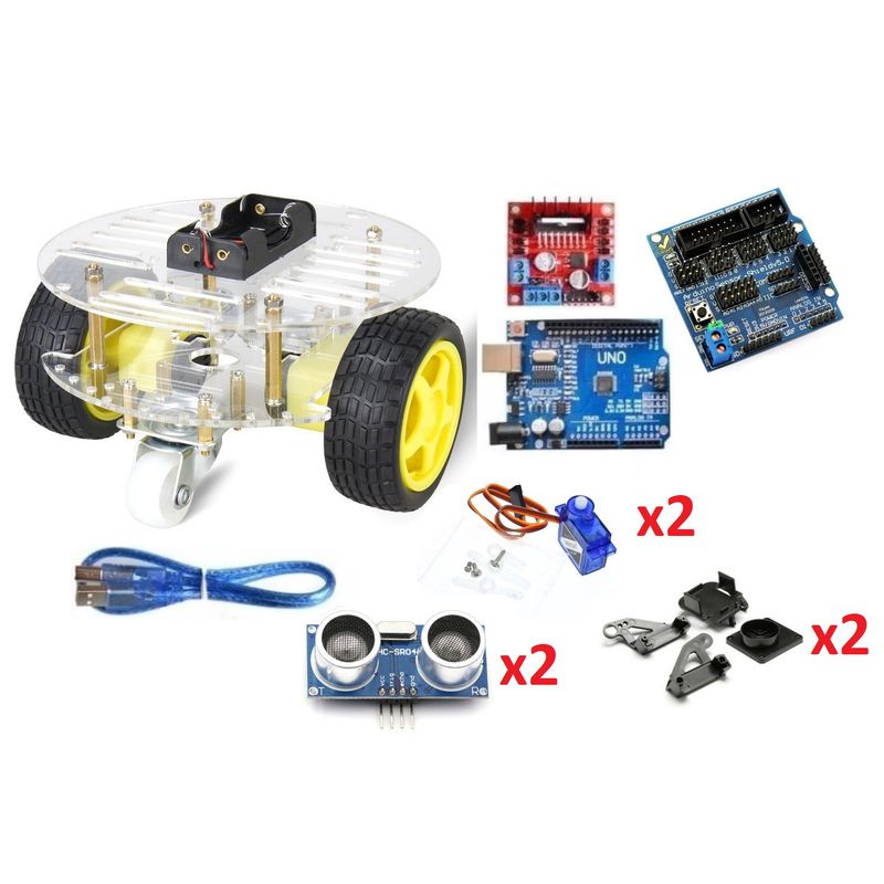 GENERICO - Chasis smart car Circular 4 ruedas Kit 5 Compatible con Arduino