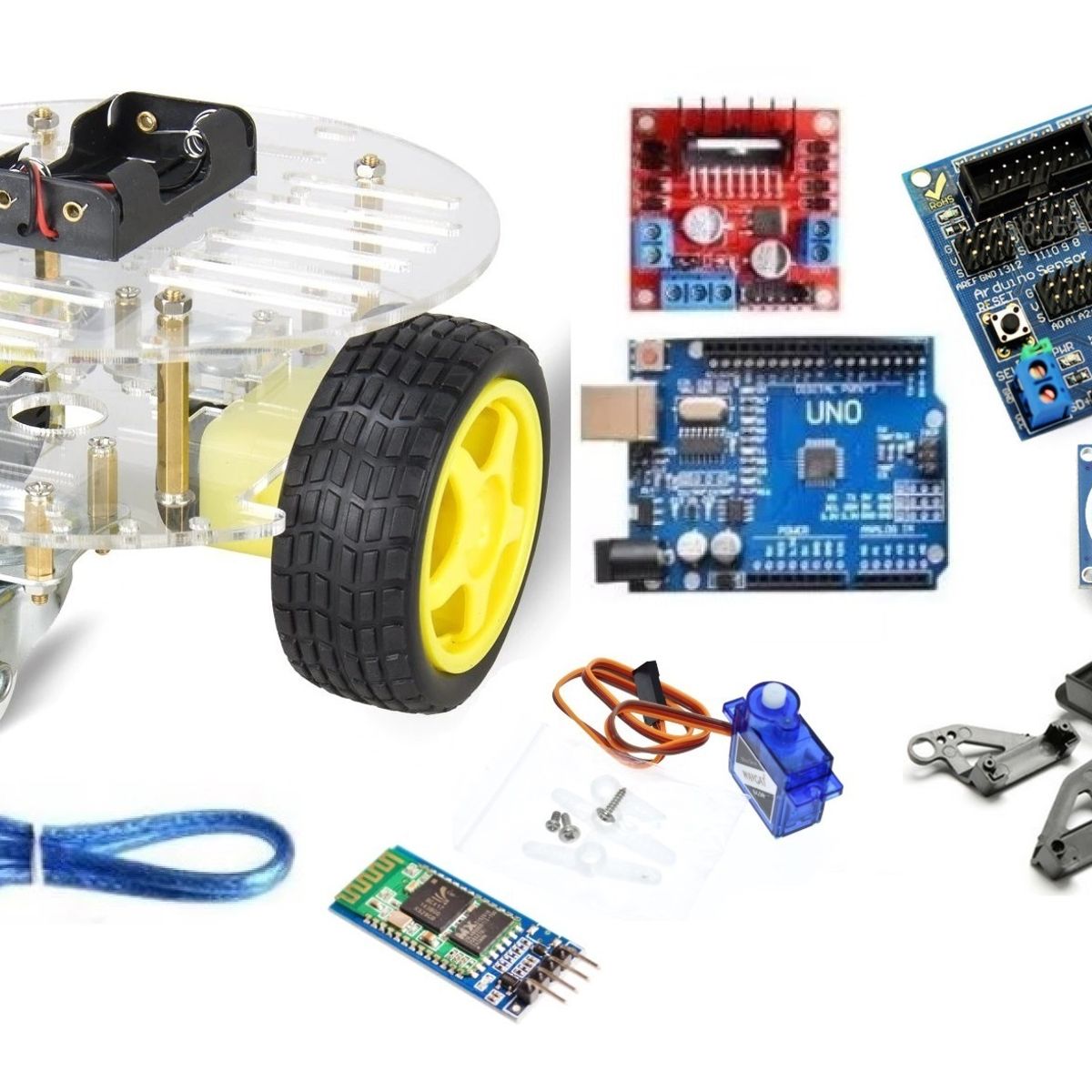 GENERICO - Chasis smart car Circular 4 ruedas Kit 6 Compatible con Arduino
