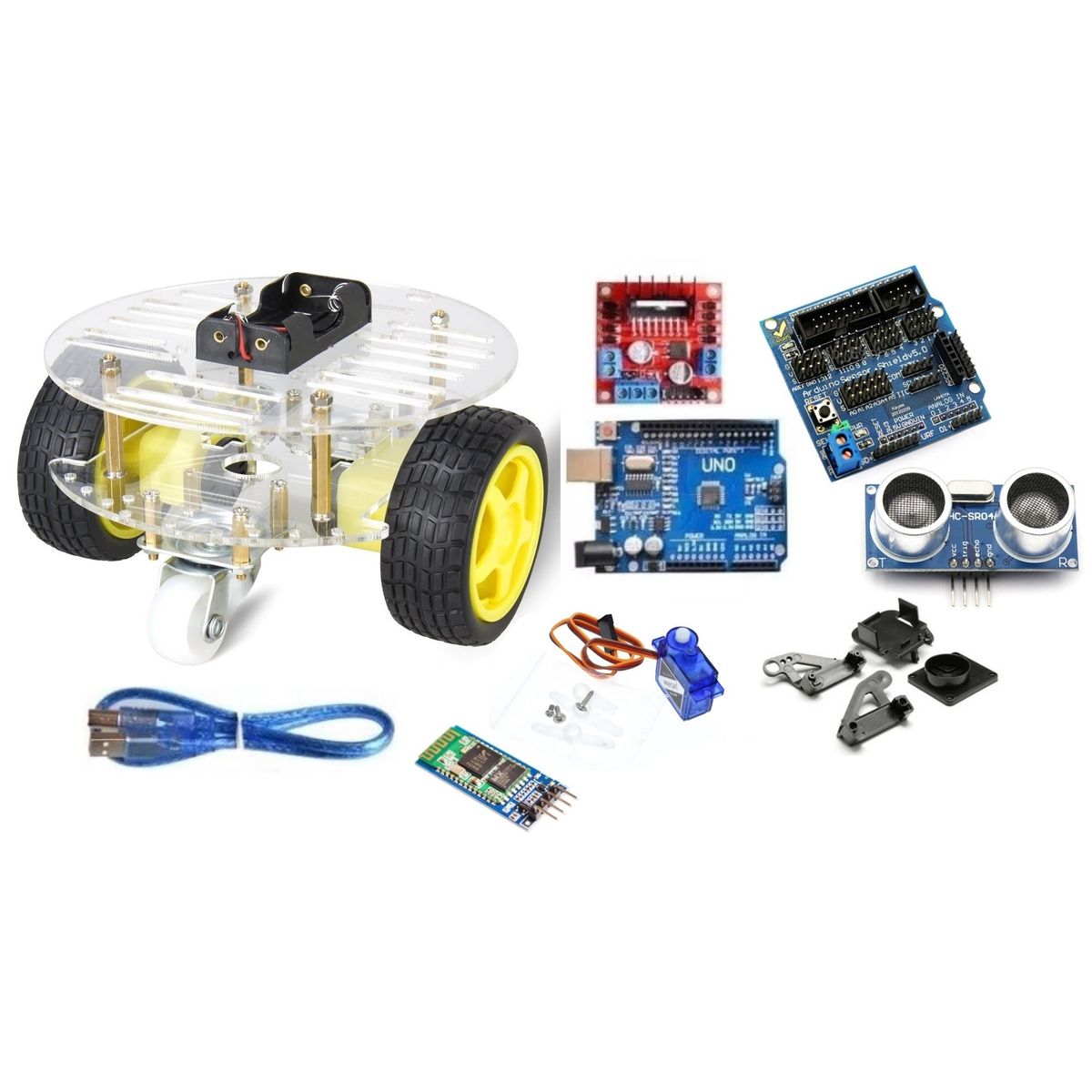 GENERICO - Chasis smart car Circular 4 ruedas Kit 6 Compatible con Arduino