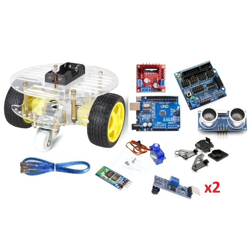 GENERICO - Chasis smart car Circular 4 ruedas Kit 7 Compatible con Arduino