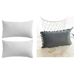 GENERICO - Pack 2 fundas de cojin pompon 30x50 + 2 cojines 30x50