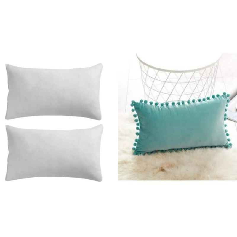 GENERICO - Pack 2 fundas de cojin pompon 30x50 + 2 cojines 30x50
