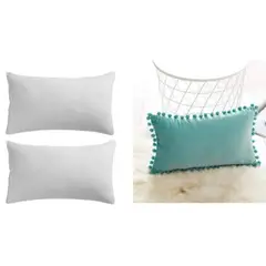 GENERICO - Pack 2 fundas de cojin pompon 30x50 + 2 cojines 30x50