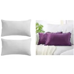 GENERICO - Pack 2 fundas de cojin pompon 30x50 + 2 cojines 30x50