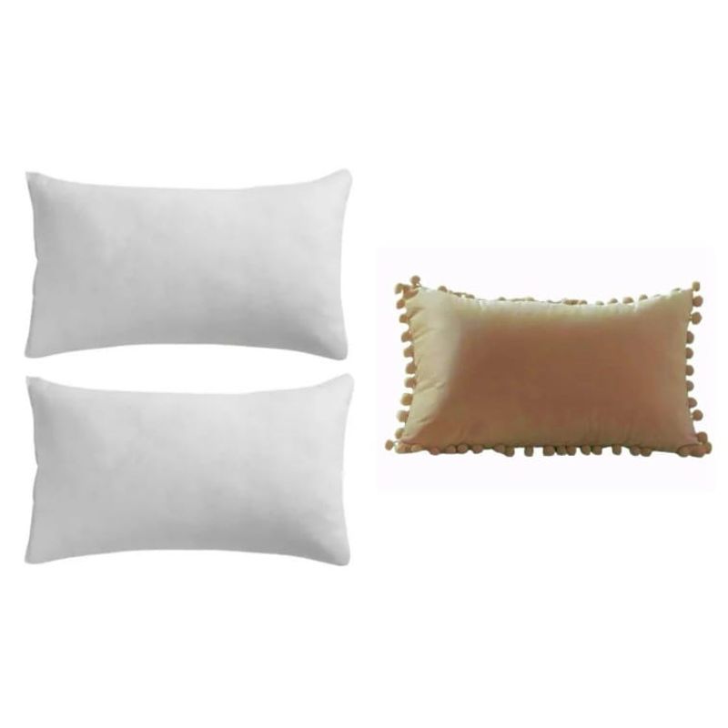 GENERICO - Pack 2 fundas de cojin pompon 30x50 + 2 cojines 30x50
