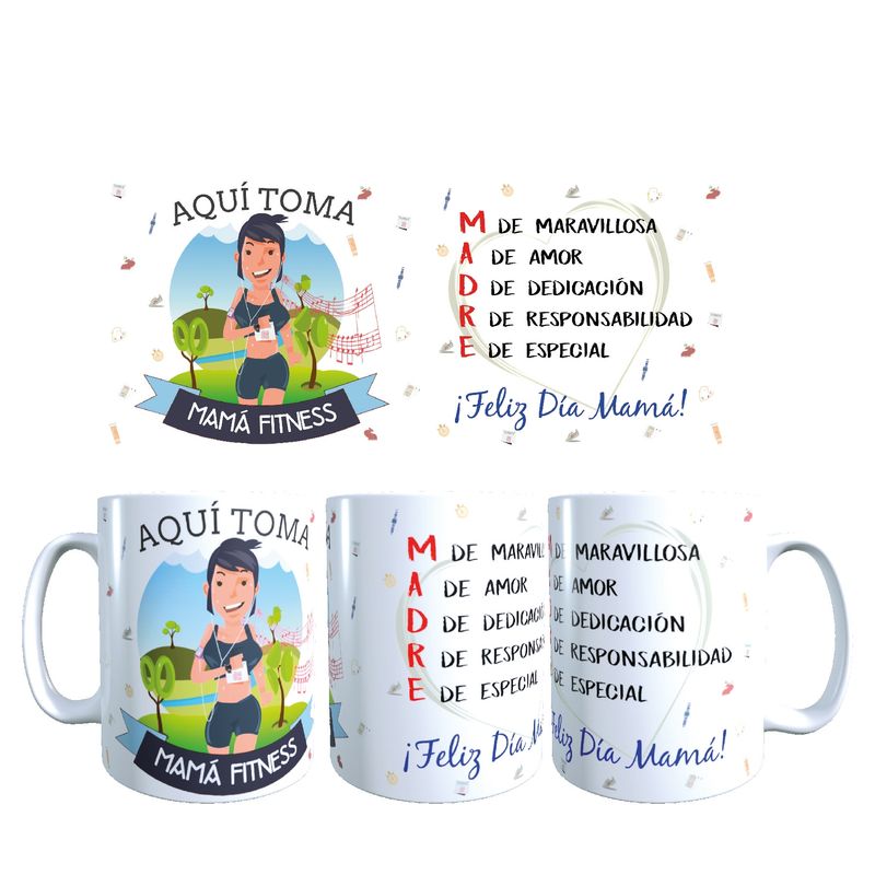 GENERICO - Tazas del día de las Madres modelo MAMA FITNESS