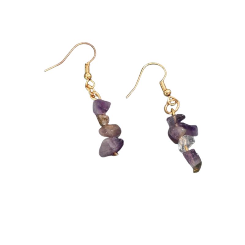 GENERICO - Pendientes largos con piedras de color para mujer