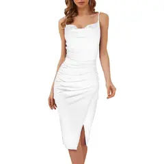 EDWINAYY - Vestido Ajustado De Pelo De Terciopelo Dorado Gala De Verano