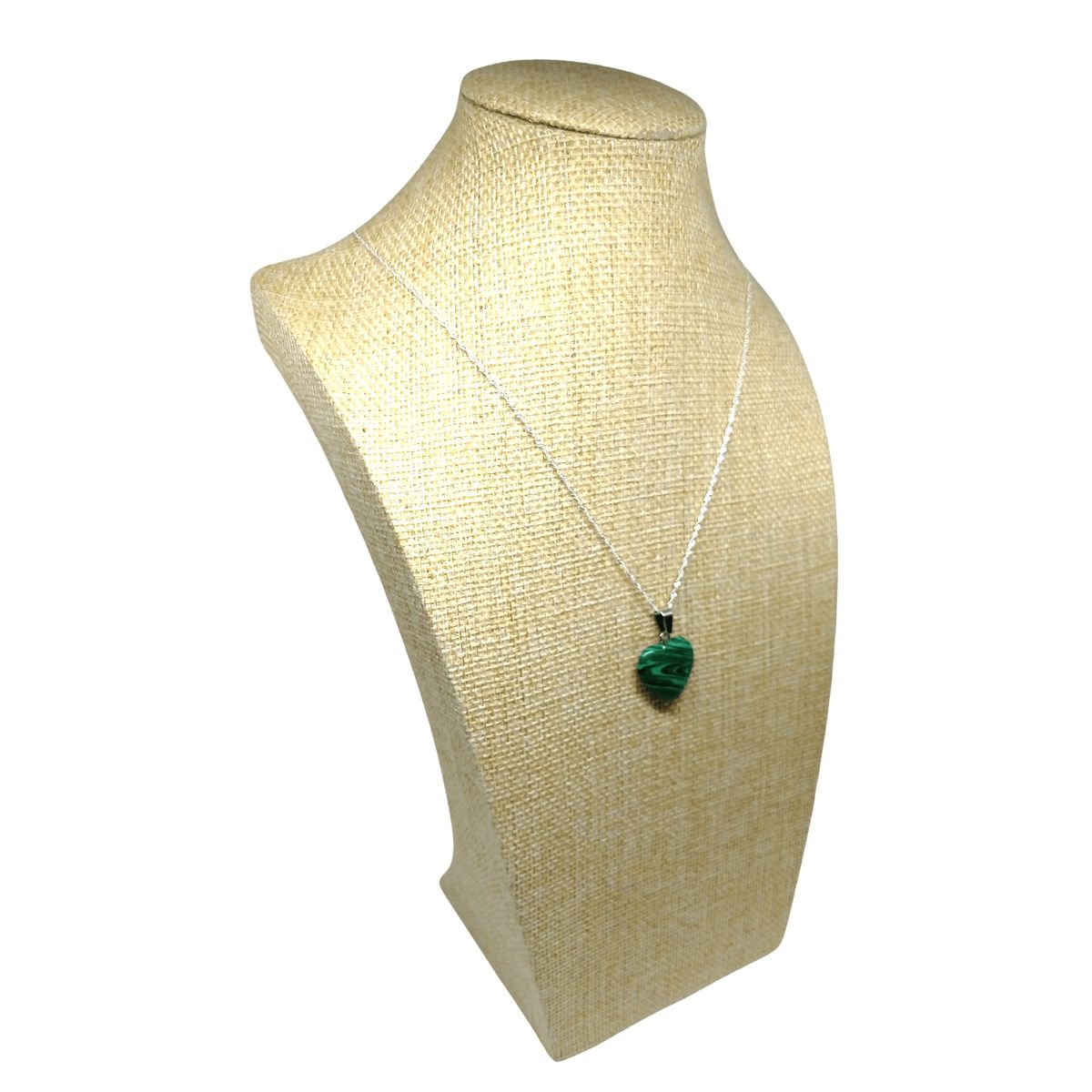 GENERICO - Collar Corazón Piedra Natural Malaquita y Cadena de Plata