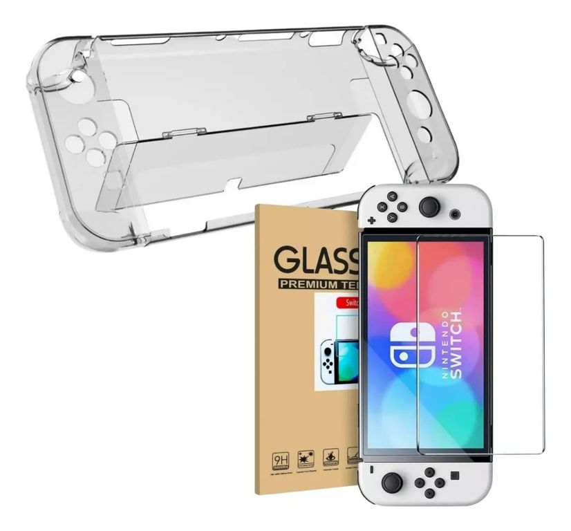 KUANGYE Carcasa Transparente Acrilico + Lamina Para Nintendo Switch