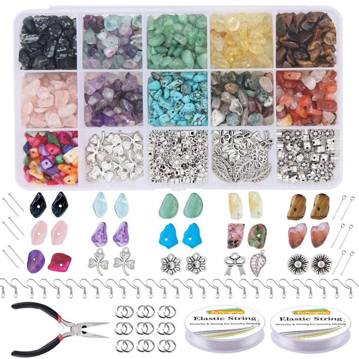 LUKOVEE - Juego De Piedras Naturales 934 Uds Kit Para Hacer Pulseras