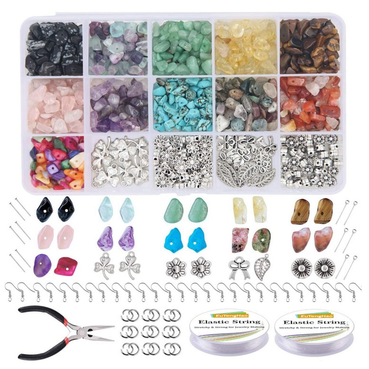 LUKOVEE - Juego De Piedras Naturales 934 Uds Kit Para Hacer Pulseras