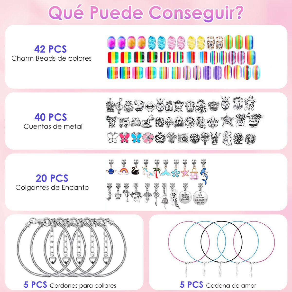 LUKOVEE - Juego De Charms Para Hacer Pulsera 112 Uds Diy Para Niñas
