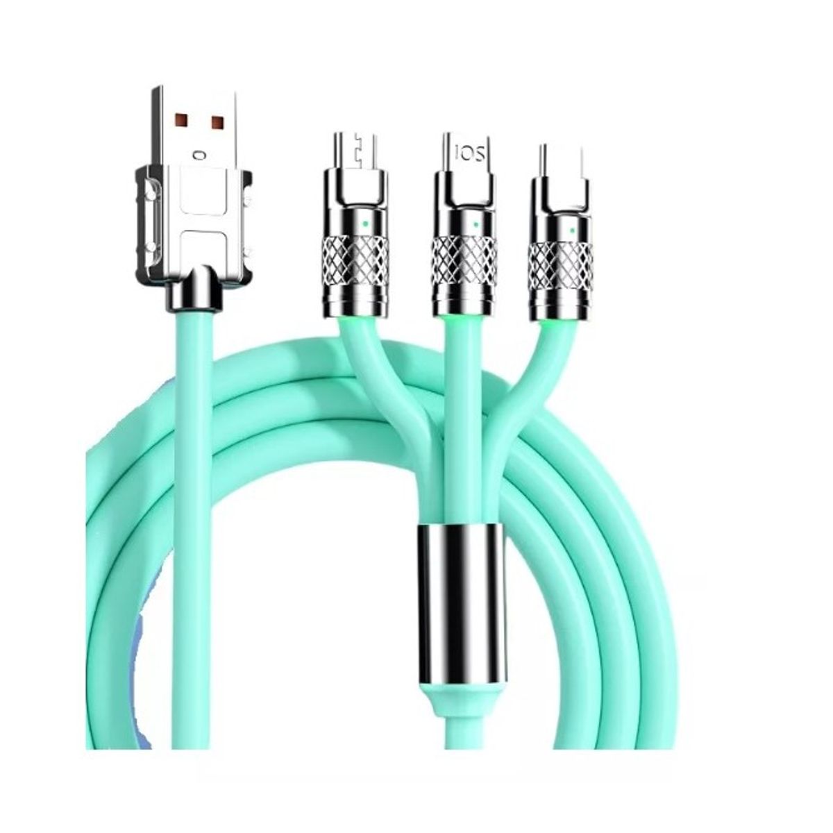 GENERICO - Cable Cargador Usb Reforzado 3 En 1 Para iPhone Micro Tipo-c