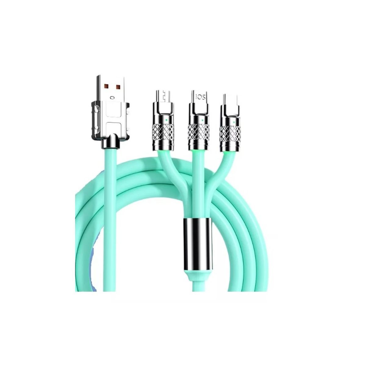 GENERICO - Cable Cargador Usb Reforzado 3 En 1 Para iPhone Micro Tipo-c