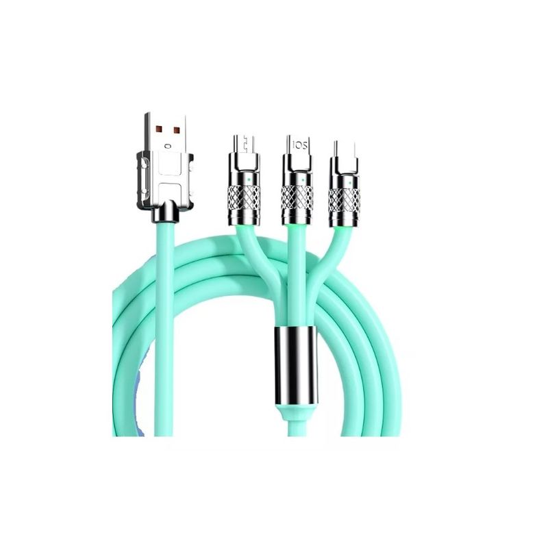 GENERICO - Cable Cargador Usb Reforzado 3 En 1 Para iPhone Micro Tipo-c