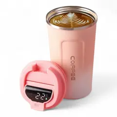 GENERICO - Vaso Termo MUG con pantalla LED de temperatura 510ml Color Rosa