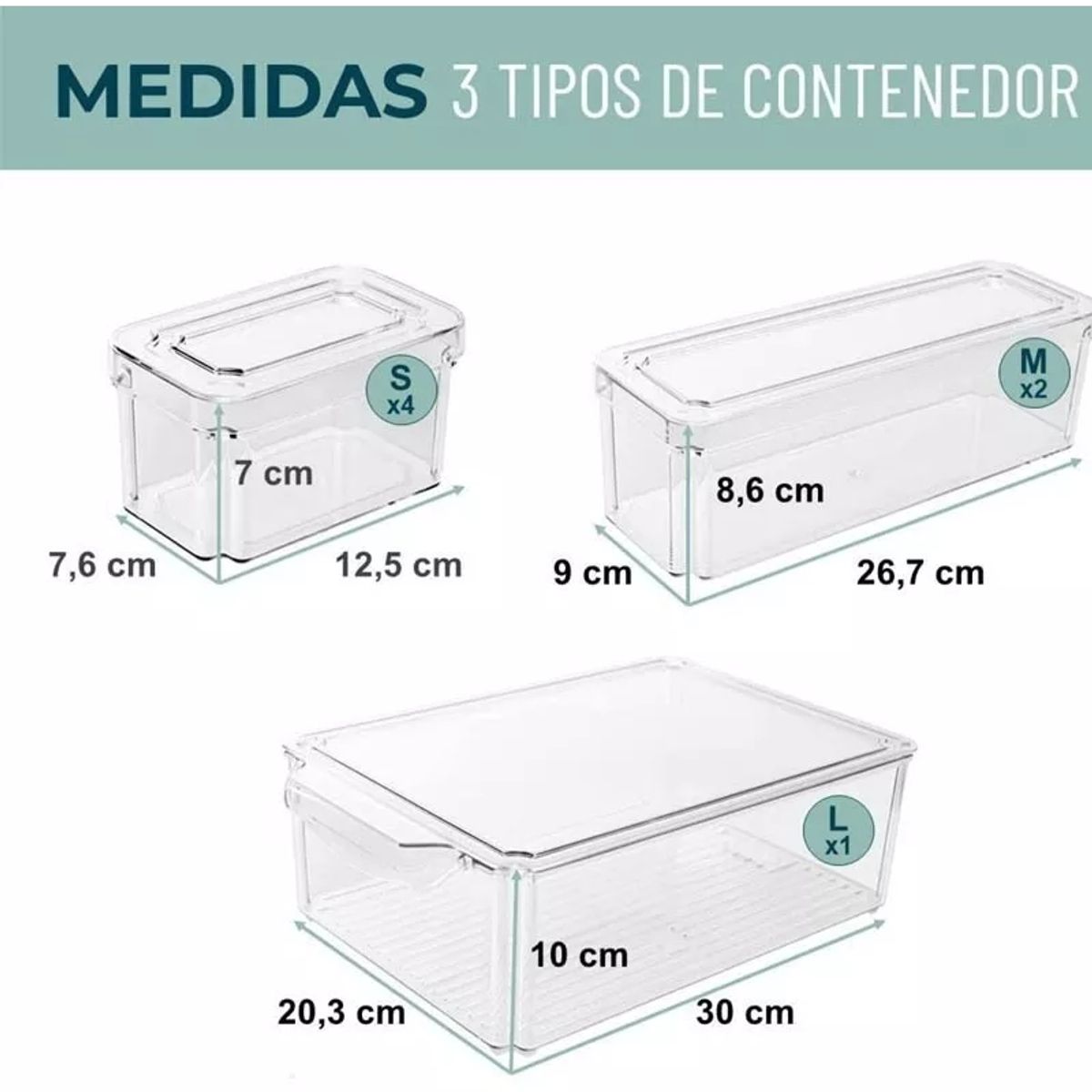 GENERICO - Set 7 Organizador Refrigerador Cocina Contenedores Con Tapa