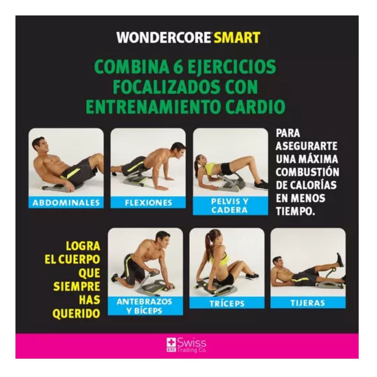 WONDER CORE SMART - Maquina / Banca Para Hacer Ejercicios Abdominales Wonder Core Smart 6 en 1
