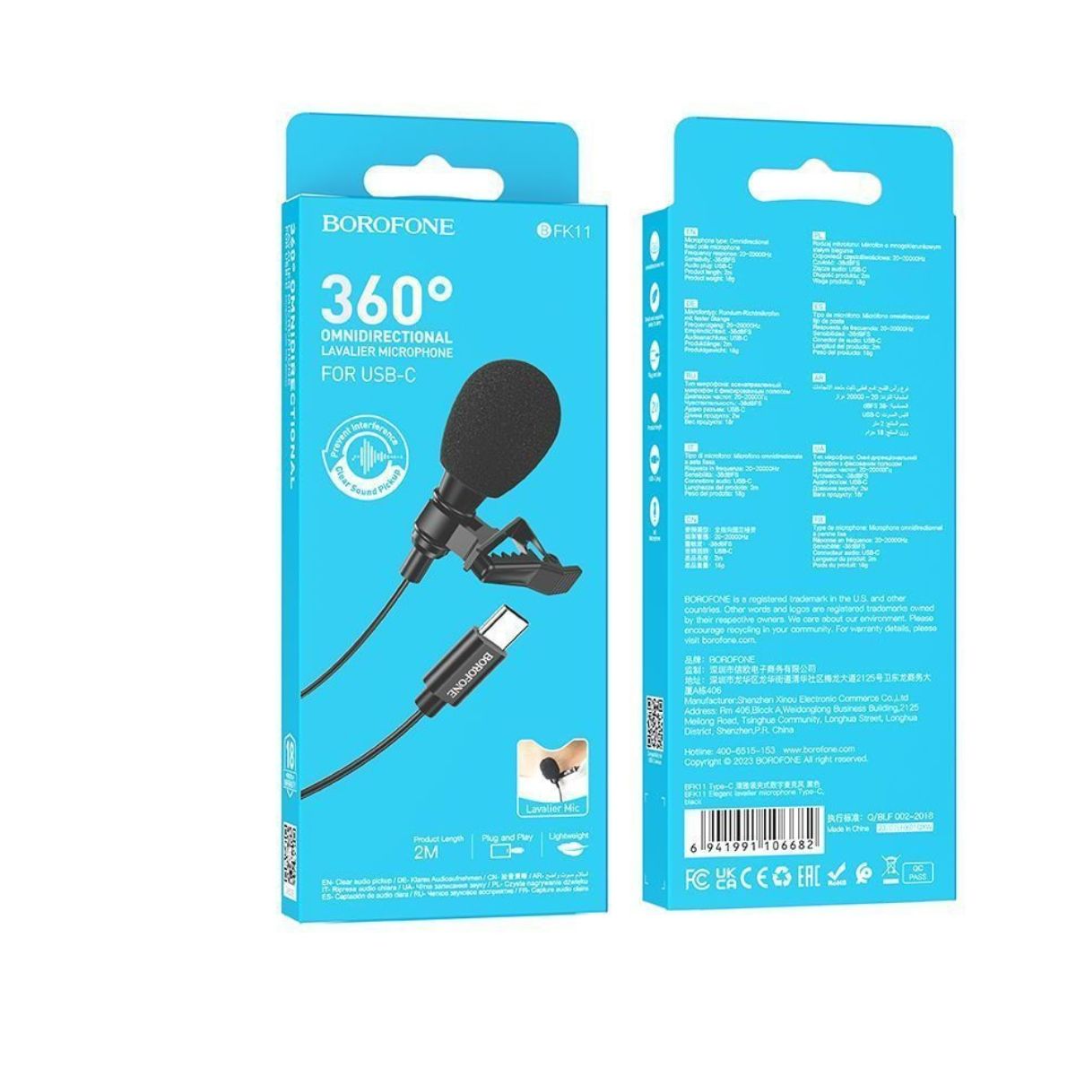 GENERICO - MICROFONO LAVALIER TIPO C BOROFONE NEGRO