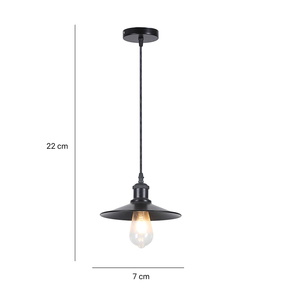 WANT - Lámpara Colgante E-27 Diseño Vintage Sigis Pro Negro