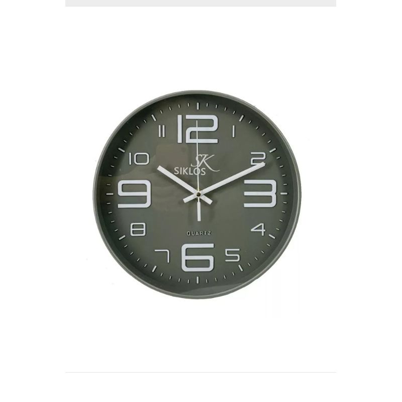 GENERICO - Reloj Pared Plastico Siklos Gb8103 25cm Silencioso Color Gris