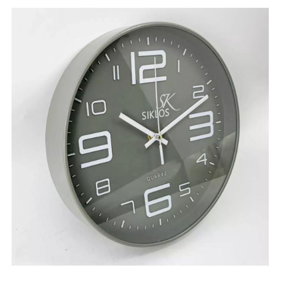 GENERICO - Reloj Pared Plastico Siklos Gb8103 25cm Silencioso Color Gris