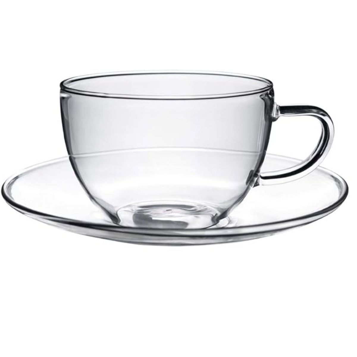 GENERICO - Taza Grande Tazon Café Té Con Platillo Vidrio 420cc