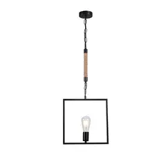 HB LEDS - Lámpara Colgante YuteCuadro Negro Porta E-27 Incluye Ampolleta