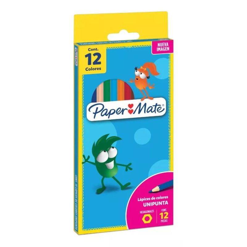 PAPER MATE - Lapices De Color Largos Hexagonal Paper Mate Estuche X12