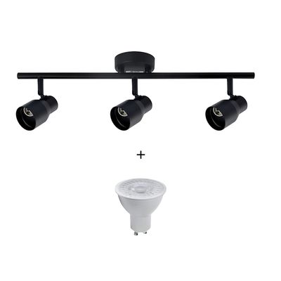 Imagen 2 del producto Foco Spot Cielo o Muro Porta 3xGU-10 Round Negro Incluye Ampolleta