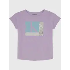 CALVIN KLEIN - Polera Niña Colorblock Sequin Lila