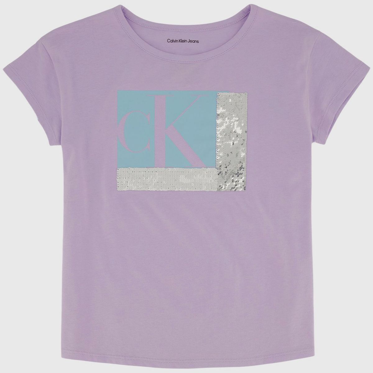 CALVIN KLEIN - Polera Niña Colorblock Sequin Lila Calvin Klein