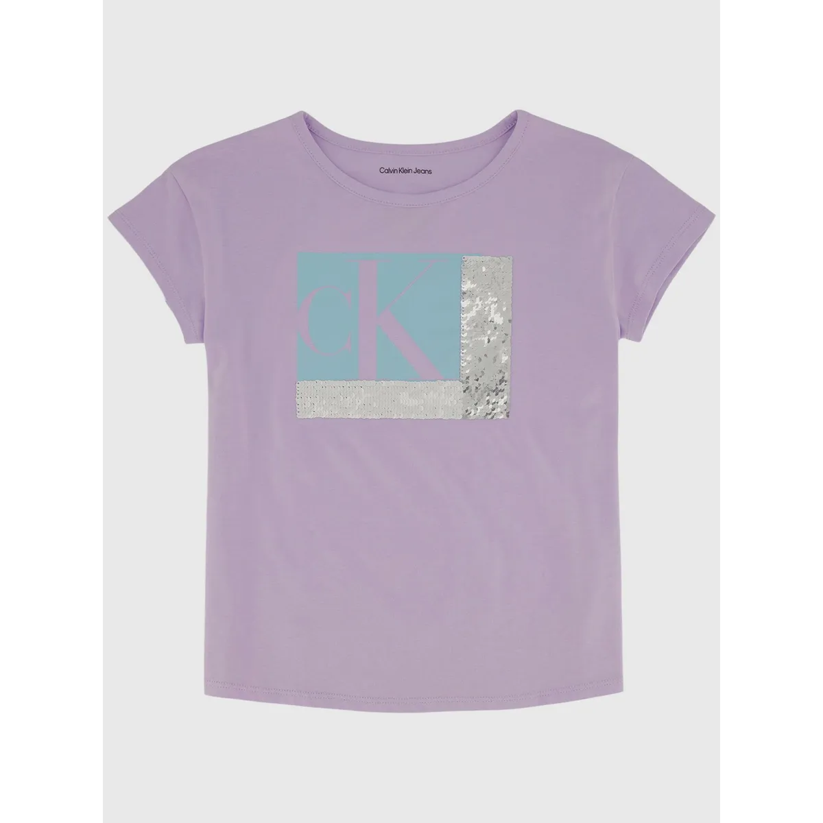 CALVIN KLEIN - Polera Niña Colorblock Sequin Lila Calvin Klein