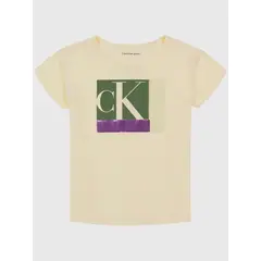 CALVIN KLEIN - Polera Niña Colorblock Sequin Amarillo