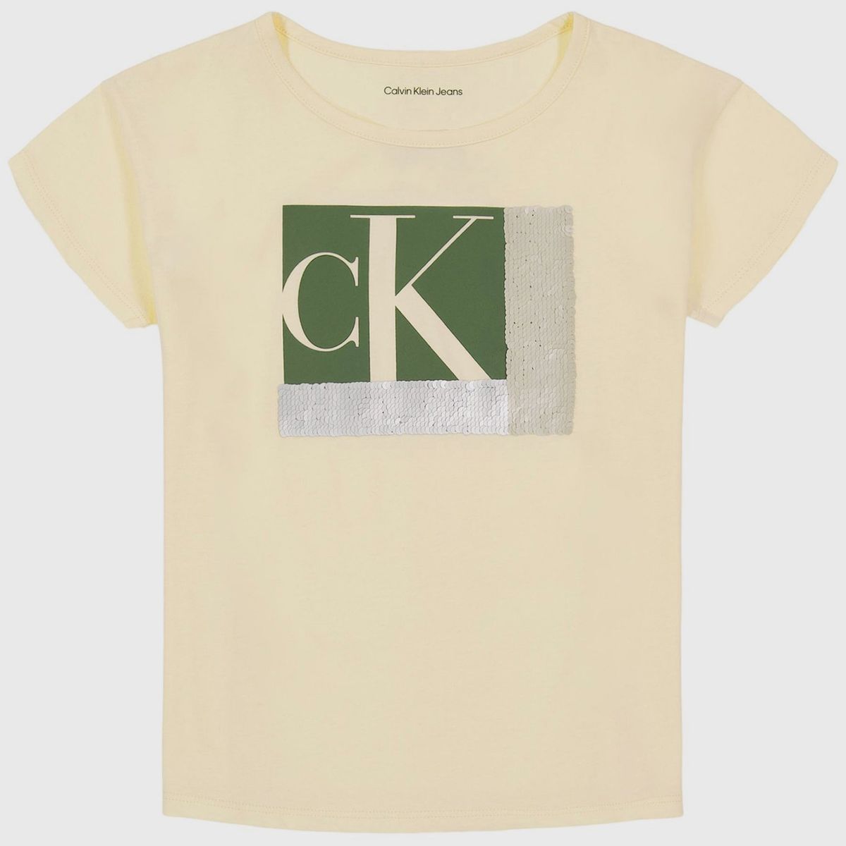 CALVIN KLEIN - Polera Niña Colorblock Sequin Amarillo Calvin Klein