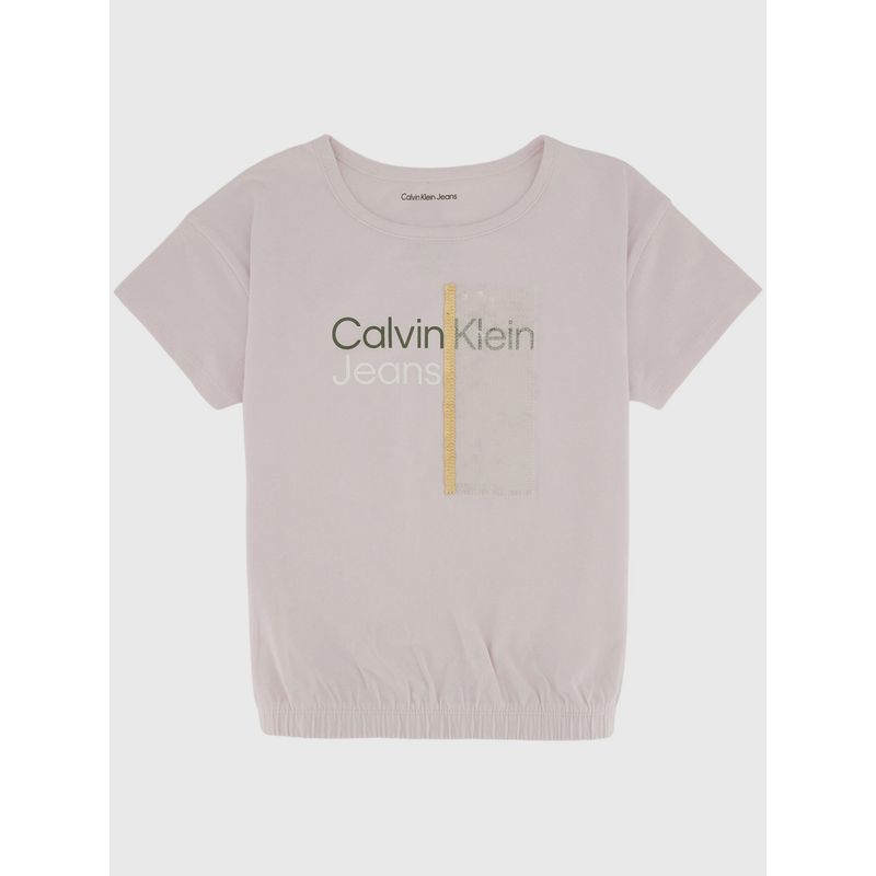 CALVIN KLEIN - Polera Niña Ck Sequin Rosado Calvin Klein