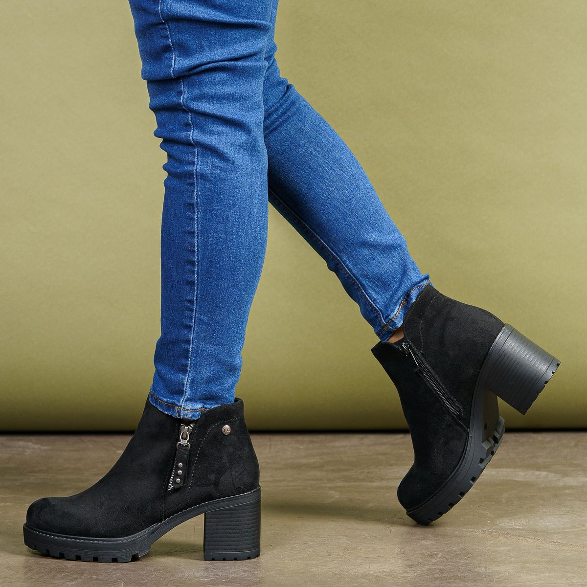 BOTELI - Botín Mujer Negro Gamuza Jun Boteli